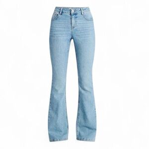 Light Wash Denim, Bootcut Flare Jeans, Low Rise Jeans Blue Trendy